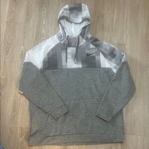 Nike Men's Gray and White Hoodie